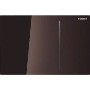Flat black GEBERIT bathroom flushing panel with sleek modern design, suitable for contemporary bathrooms. Perfect for enhancing bathroom aesthetics and functionality.