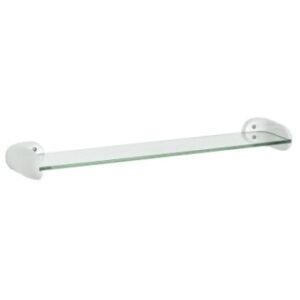 Minimalist white glass bathroom towel rail for elegant bathroom decor and practical towel storage.