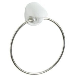 Stylish white and stainless steel towel ring for modern bathrooms - durable, rust-resistant, and easy to install. Perfect for towel storage and bathroom decor.