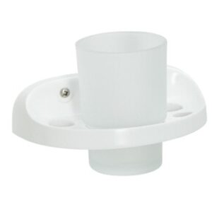 Ceramic toilet brush holder in white, ideal for modern bathrooms and toilet accessories.