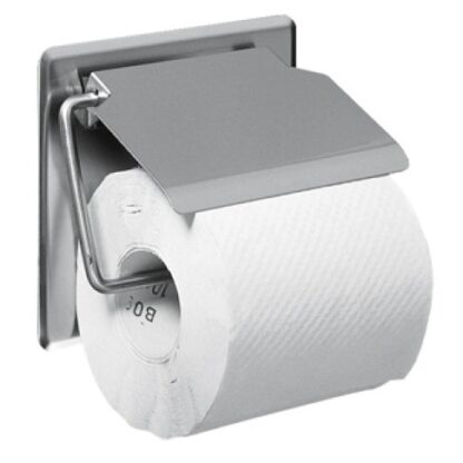 Toilet paper holder with built-in shelf, stainless steel bathroom accessories, modern toilet roll holder from Bathroom Store South Africa.