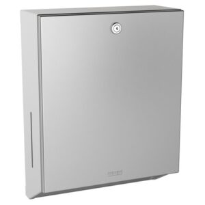 High-quality metallic electrical enclosure for bathroom installations, secure lock, and durable design. Perfect for protecting electrical components in bathroom spaces.