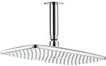 Showerhead with rain shower design and chrome finish, suitable for modern bathrooms.