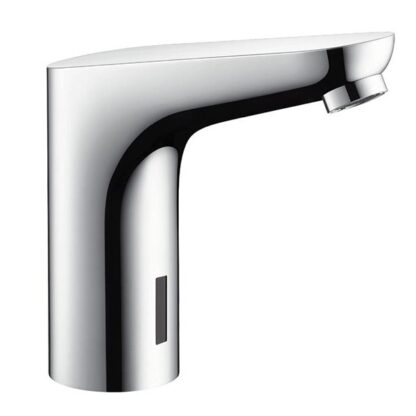 Contemporary chrome bathroom sink faucet with sleek modern design perfect for stylish bathrooms.