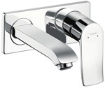 Chrome wall-mounted bathroom tap with sleek modern design, perfect for stylish bathrooms and quality fixtures.