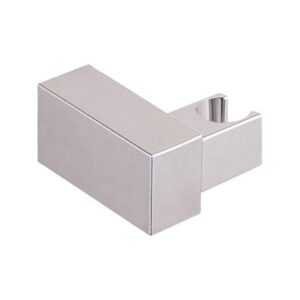 Sleek modern chrome toilet paper holder for bathroom convenience and style.