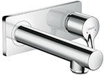 Modern chrome bathroom faucet with sleek design and easy-to-use handle, ideal for contemporary bathroom decor.