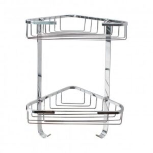 Chrome bathroom corner shower caddy for practical and stylish shower storage solutions.
