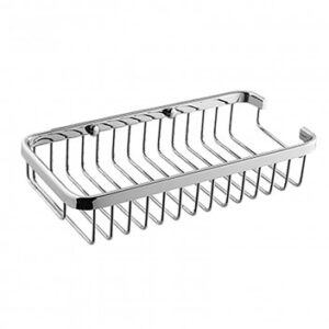 Stainless steel bathroom shower caddy for organizing shower essentials, waterproof and rust-resistant, from Bathroom Store South Africa.
