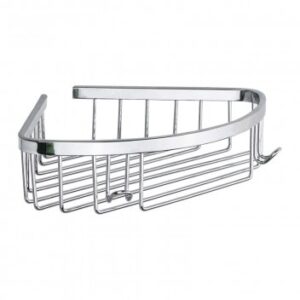 Chrome bathroom corner shower caddy for bathroom storage and organisation.