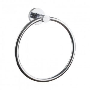 Polished chrome bathroom towel ring, ideal for modern and functional bathroom accessories. Perfect for hanging towels in stylish bathrooms.