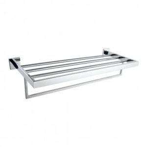 Chrome bathroom towel rack, sleek and modern bathroom accessories, excellent for towel organization and storage. Perfect for contemporary bathroom design and enhancing space efficiency.