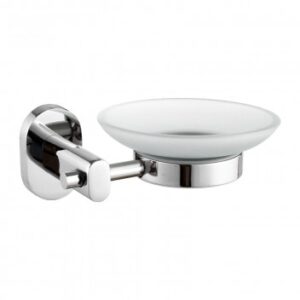 Sleek chrome wall-mounted soap dish holder for modern bathrooms, combining durability and style.
