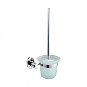 Abrasive toothbrush holder with integrated holder for toilet brush, made of durable material, suitable for modern bathrooms.