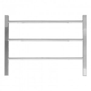 Chrome towel rail with sleek, modern design for bathroom heating and drying solutions. Durable stainless steel construction ideal for contemporary bathroom styles.