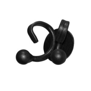Heavy-duty black shower curtain hook for bathroom accessories, durable and stylish.