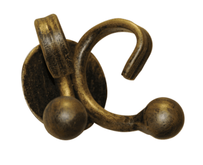 Antique brass wall hook perfect for bathroom towel and robe storage, blending vintage style with functional design.