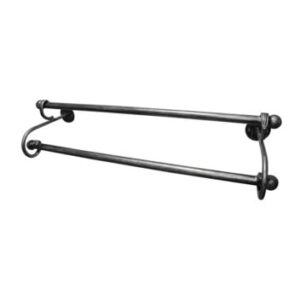 Elegant black double towel rail for bathroom comfort and style, perfect for holding multiple towels. Durable metal construction, ideal for modern bathroom interiors.