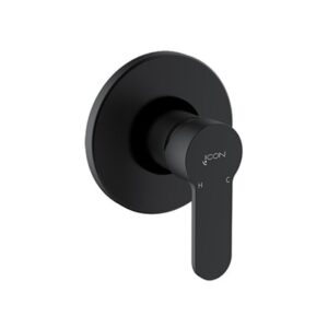 Modern black bathroom shower mixer valve for stylish and functional bathroom renovation and fixtures.