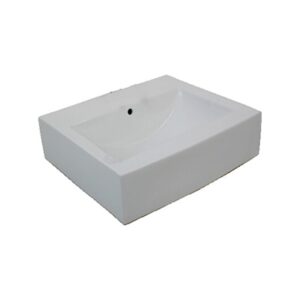 Elegant white rectangular bathroom sink with modern design, ideal for contemporary bathroom renovations and installations.