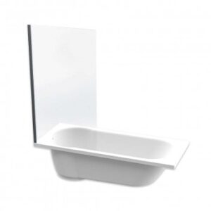 Bathroom store modern white bath with glass shower screen, perfect for stylish bathroom renovations in South Africa.