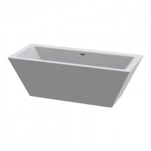Modern freestanding bathtub with sleek white finish, perfect for luxury bathrooms and relaxation.