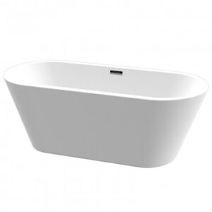 Sleek white freestanding bathtub ideal for modern bathroom designs.