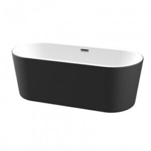 Stylish black and white freestanding bathtub for modern bathrooms, offering luxury comfort and durable design. Perfect for transforming your bathroom into a relaxing oasis.