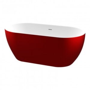 Modern freestanding red bathtub for stylish bathroom design, perfect for a luxurious home spa experience.