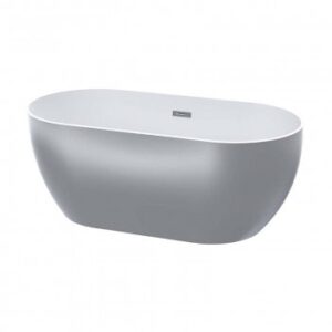 Freestanding modern white bathtub, luxury bathroom fixture, stylish home spa, premium bathware, elegant bathing solution.