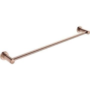 Polished rose gold towel rail for modern bathrooms, durable stainless steel finish, ideal for hanging towels and bathroom accessories. Perfect for stylish and functional bathroom decor.
