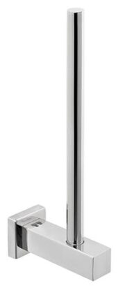 Stainless steel shower door handle on white bathroom fixture.