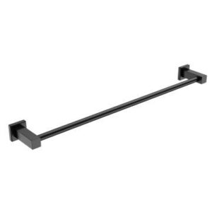 Stylish black towel rail for modern bathrooms, durable stainless steel construction, perfect for bathroom accessories, and easy to install for a sleek, contemporary look.