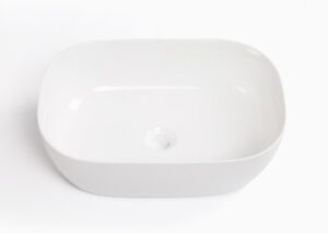 Ceramic bathroom sink bowl, modern white vanity basin for bathroom renovation or installation, stylish and durable sanitary ware option.
