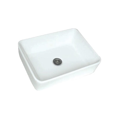 Rectangular white ceramic bathroom wash basin with modern design, ideal for contemporary bathrooms.