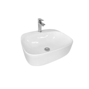 Sleek white bathroom basin with modern chrome faucet, ideal for contemporary bathroom renovation and design in South Africa.