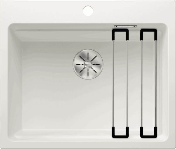 Sink with drain and two hand showers, modern stainless steel bathroom sink, durable ceramic washbasin with overflow, sleek design for bathroom renovation, Bathroom Store South Africa.