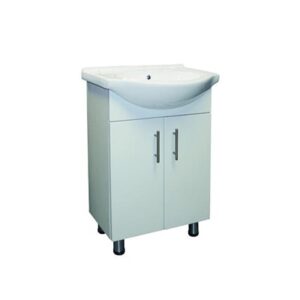 Modern bathroom vanity cabinet with integrated sink, ideal for bathroom renovations in South Africa.