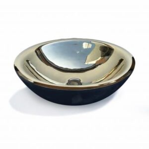 Polished black and chrome bathroom basin, modern design, ideal for contemporary bathrooms, premium quality fixtures and fittings.