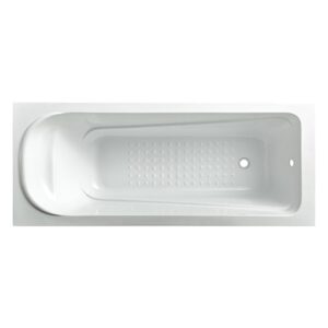 Luxury white acrylic bathtub for a modern bathroom renovation, featuring a spacious design, non-slip base, and built-in armrests for comfort and durability. Perfect for home spa upgrades.