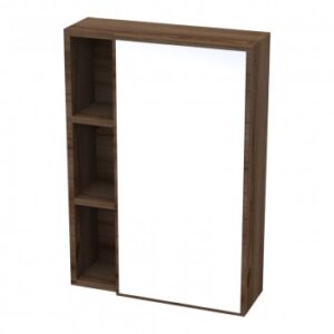 Wooden bathroom cabinet with a mirrored door, ideal for modern bathroom storage and decor in South Africa.