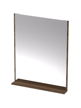 Reflective bathroom mirror with wooden frame and base, ideal for modern bathroom decor and vanity areas in South Africa.