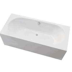 Elegant white bathtub ideal for modern bathrooms, offering a comfortable and stylish bathing solution. Perfect for home renovations and bathroom upgrades.