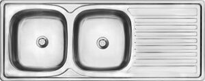 Double stainless steel kitchen sink with drainer, ideal for modern South African kitchens. Durable, stylish, and perfect for everyday use.