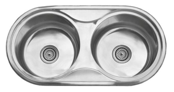 DC8644A1L.jpeg Double stainless steel kitchen sink with two basins for modern bathroom and kitchen use.