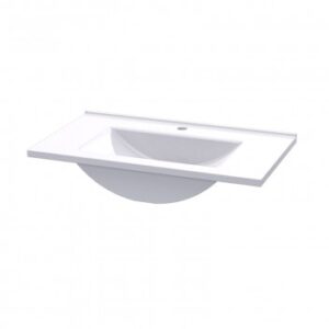 White modern bathroom washbasin with integrated countertop, ideal for contemporary bathroom designs.