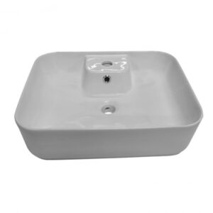 Sleek white bathroom basin with modern design, ideal for contemporary bathrooms in South Africa. Perfect for stylish bathroom renovations and upgrades.