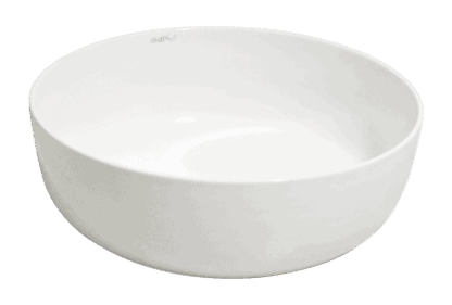 Ceramic white bathroom wash basin, modern round design, ideal for stylish bathroom renovations or upgrades. Durable and easy to clean.