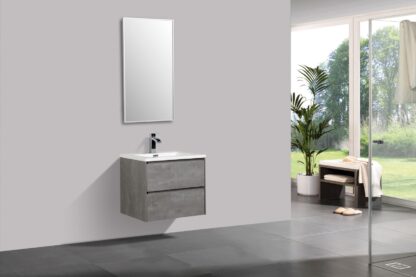 Modern grey wall-mounted bathroom vanity with integrated sink and mirror, ideal for contemporary bathrooms in South Africa.