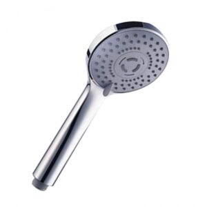 Shower head with multiple spray settings, stainless steel finish for modern bathrooms.